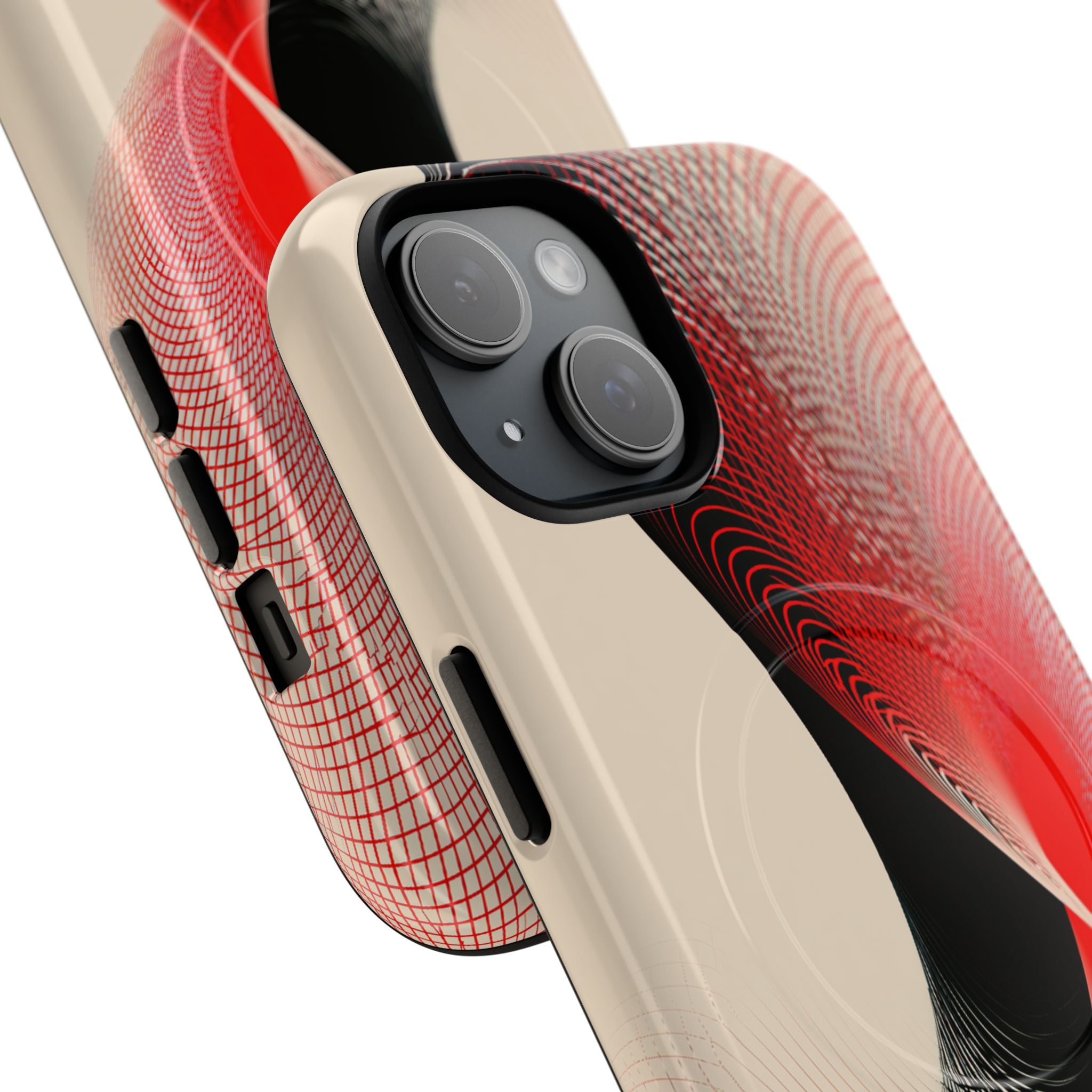 Red Tough 2.0 Magsafe Phone Case for iPhone - Scarlet Wireframe Helix