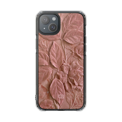 Blush Rose Relief · Clear Impact Magnetic Phone Case for iPhone · Pink