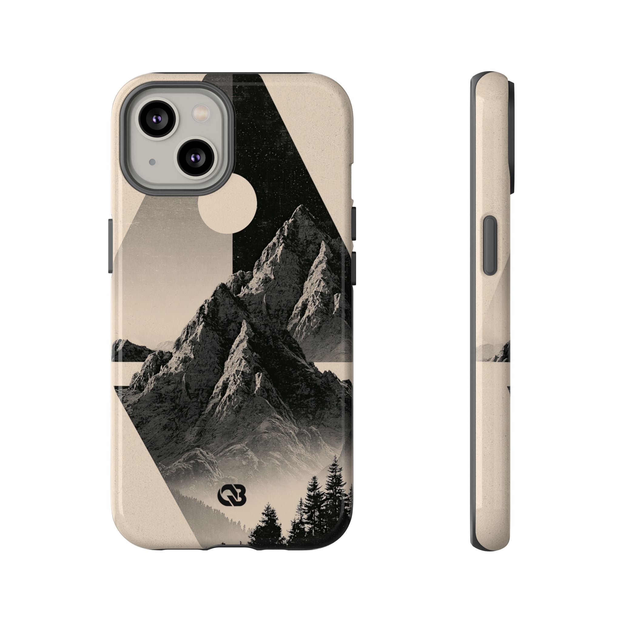 Beige Tough Phone Case for iPhone - Obsidian Summit Parchment