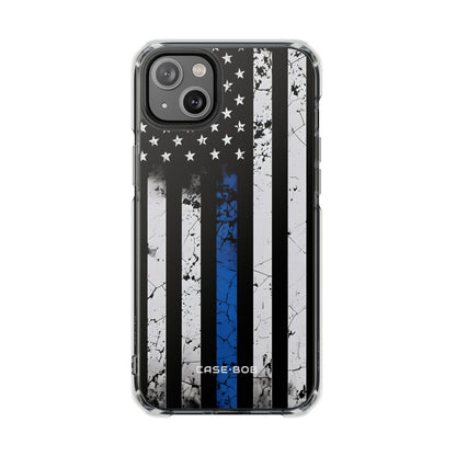 Blau gestreifte Flagge iPhone 14 Plus Case - Impact