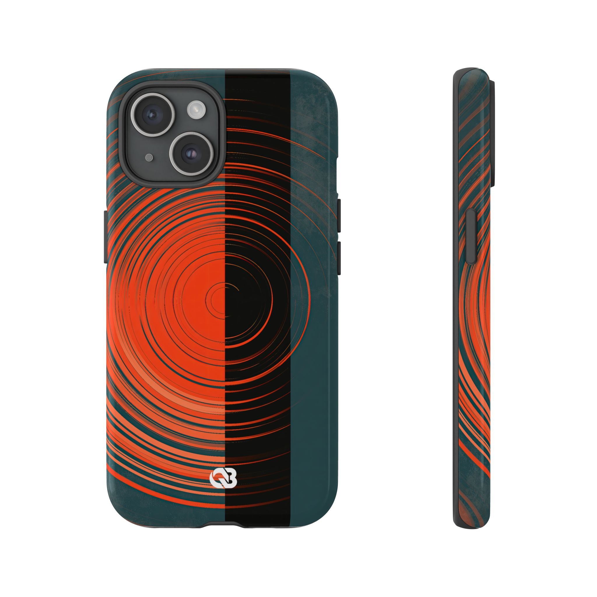 Teal Tough Phone Case for iPhone - Burnt Slate Radial