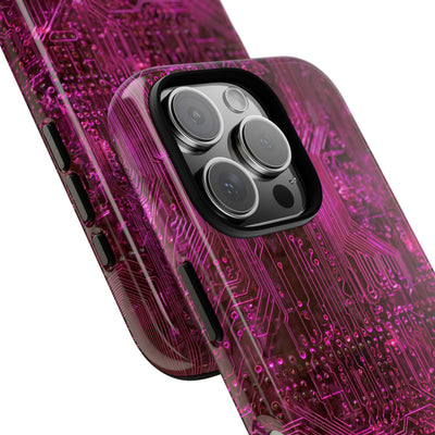 Magenta Circuit Trace · Tough Phone Case for iPhone · Pink