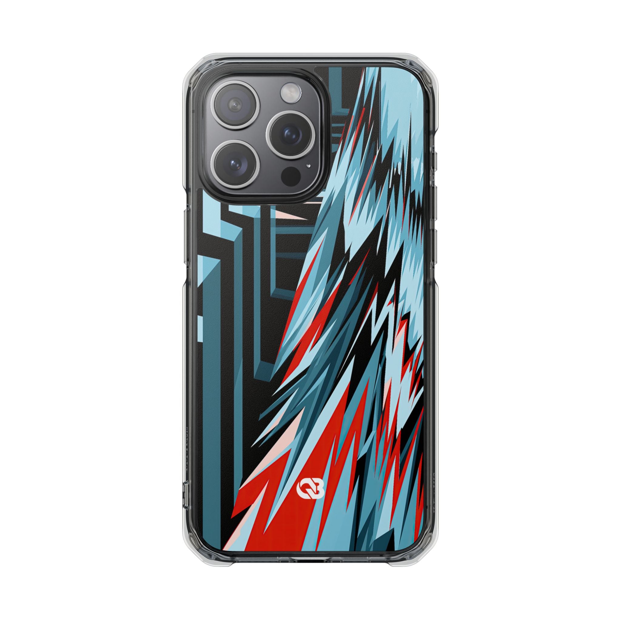 Blue Impact MagSafe Phone Case for iPhone - Glitch Peak Cyan
