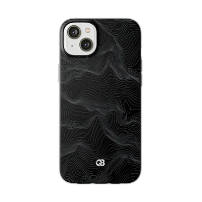 Black Lite Phone Case for iPhone - Obsidian Topo Wireframe