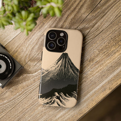 Beige Tough Phone Case for iPhone - Obsidian Ink Summit