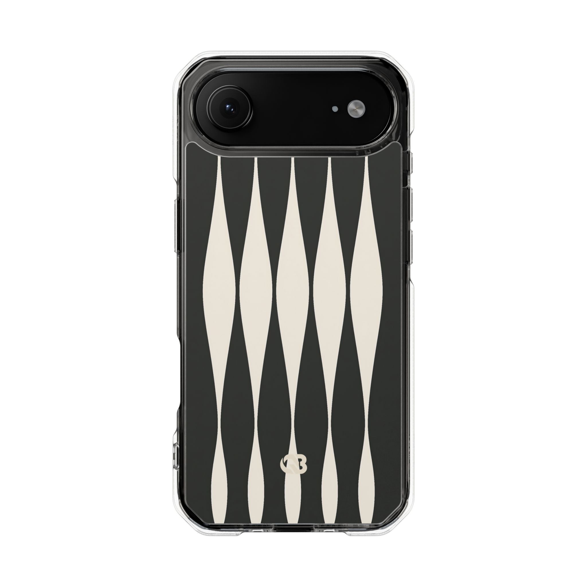 Black Impact MagSafe Phone Case for iPhone - Ivory Spindle Grid