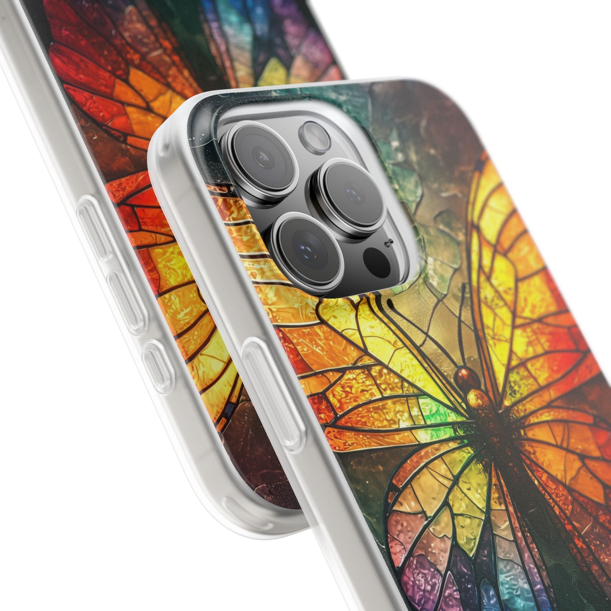 Stained Glass Butterfly iPhone 16 Pro Max Case - Soft