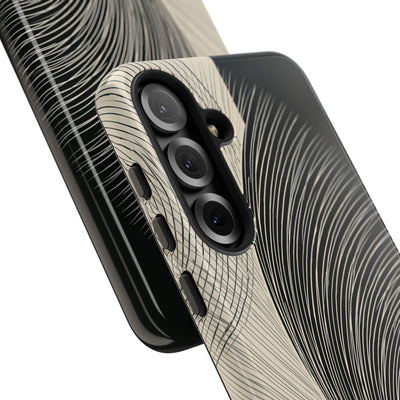Beige Tough Phone Case for Samsung - Obsidian Cream Plume