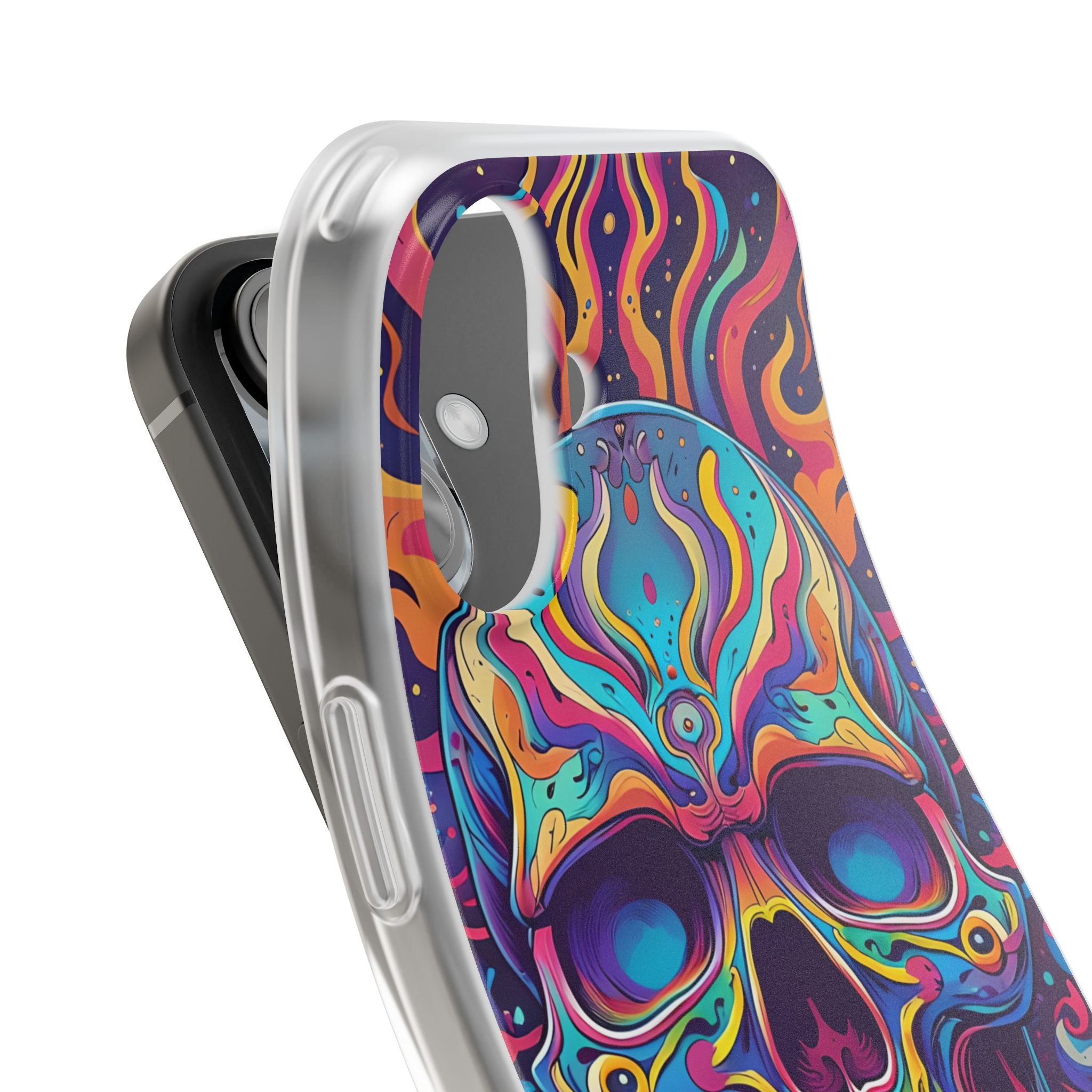 Flaming Skull iPhone 16 Case - Soft