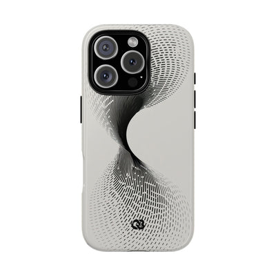 White Tough Phone Case for iPhone - Linear Torsion Grid