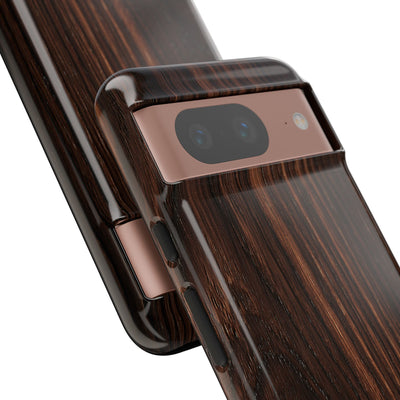 Brown Tough Phone Case for Google Pixel - Burnished Mahogany Grain