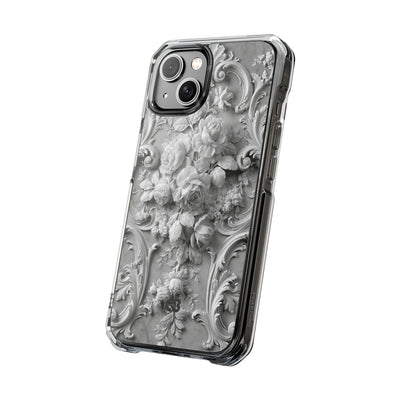 Rococo Marble Rose · Clear Impact Magnetic Phone Case for iPhone · White