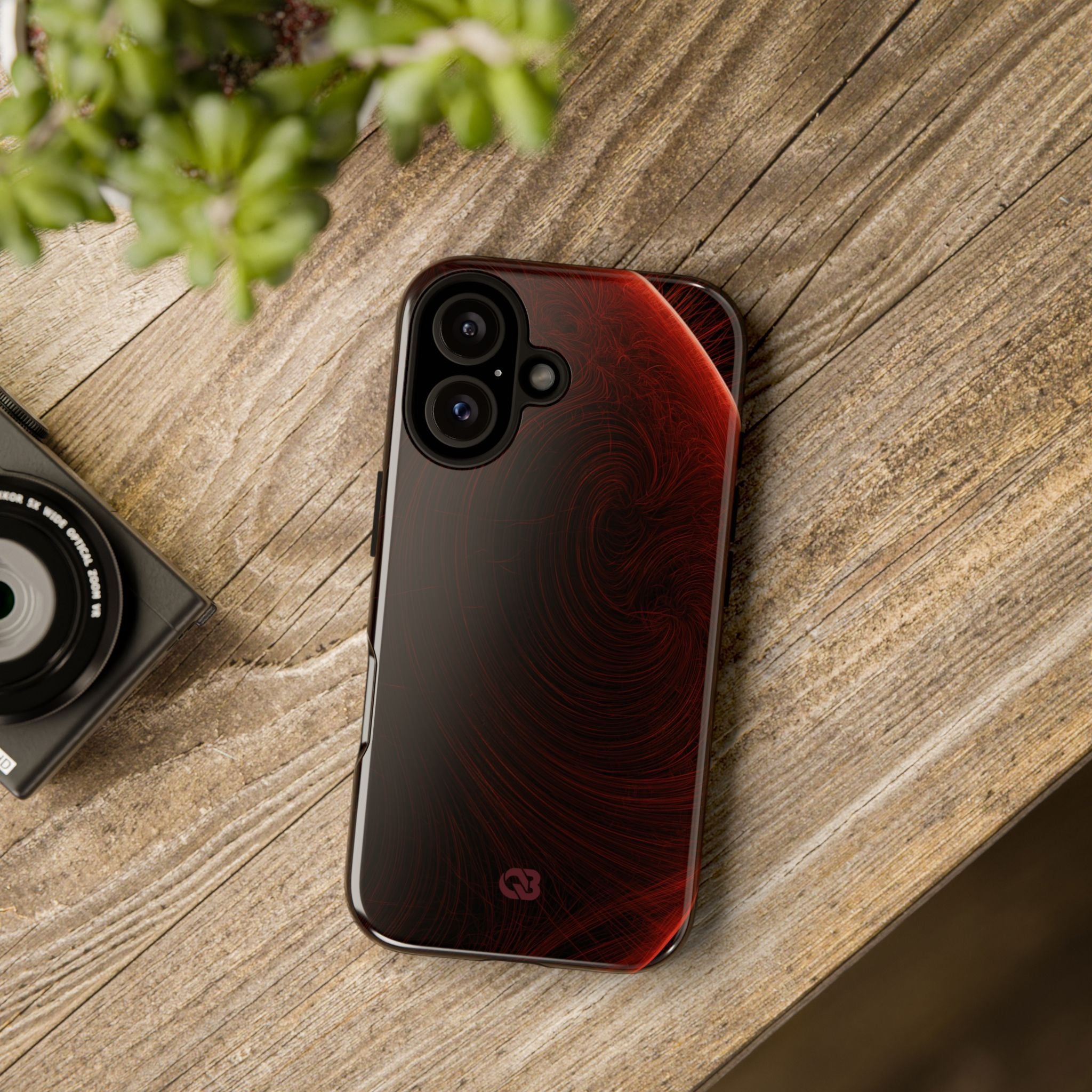 Red Tough Phone Case for iPhone - Crimson Flare Flux