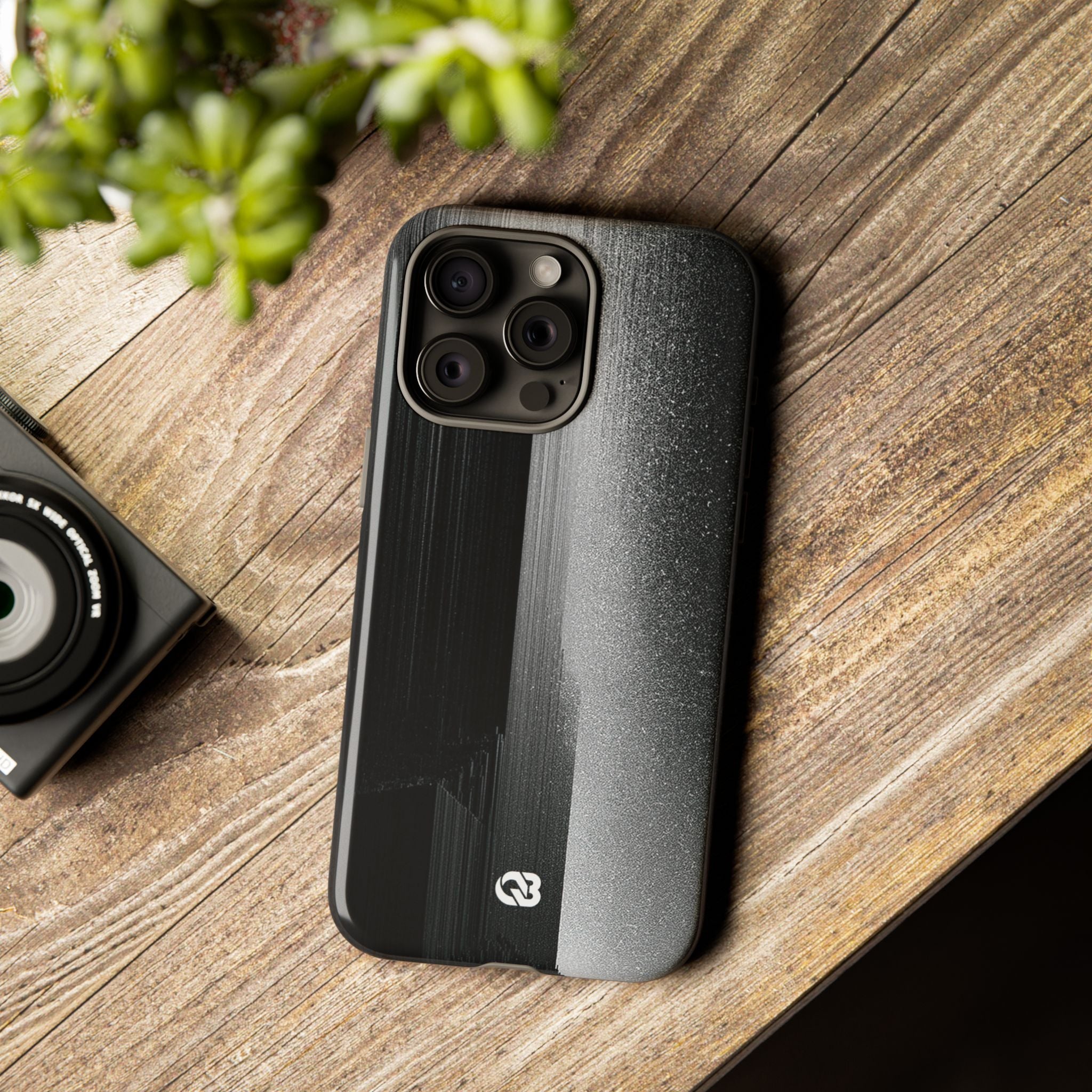 Black Tough Phone Case for iPhone - Brutalist Pixel Monolith