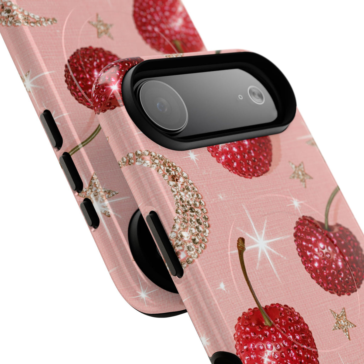 Bedazzled Ruby Cherries · Tough 2.0 Magnetic Phone Case for iPhone · Pink