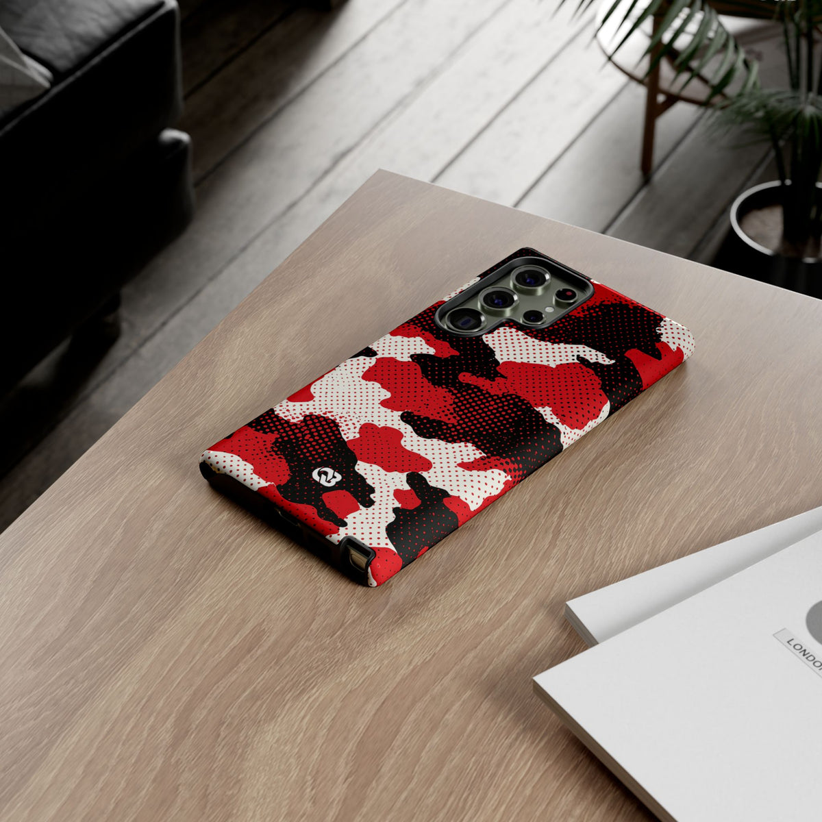 Crimson Halftone Camo · Tough Phone Case for Samsung · Red