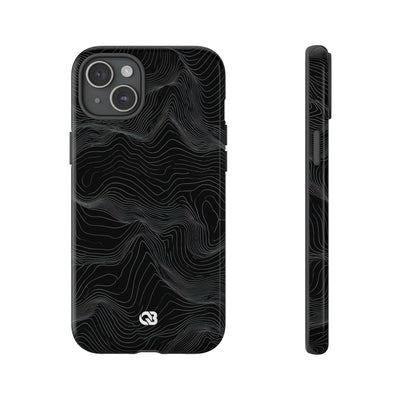 Black Tough Phone Case for iPhone - Obsidian Topo Wireframe