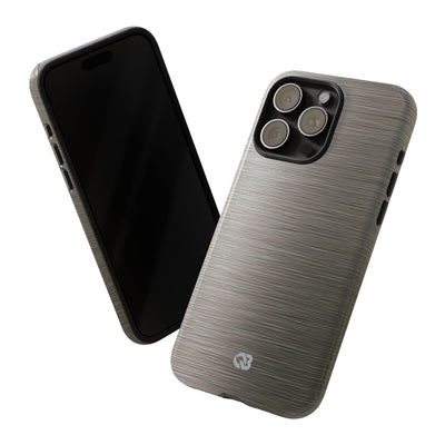 Grey Tough Phone Case for iPhone - Brushed Industrial Steel