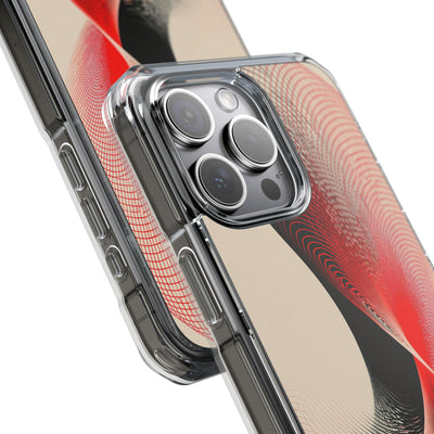Red Impact MagSafe Phone Case for iPhone - Crimson Grid Vortex