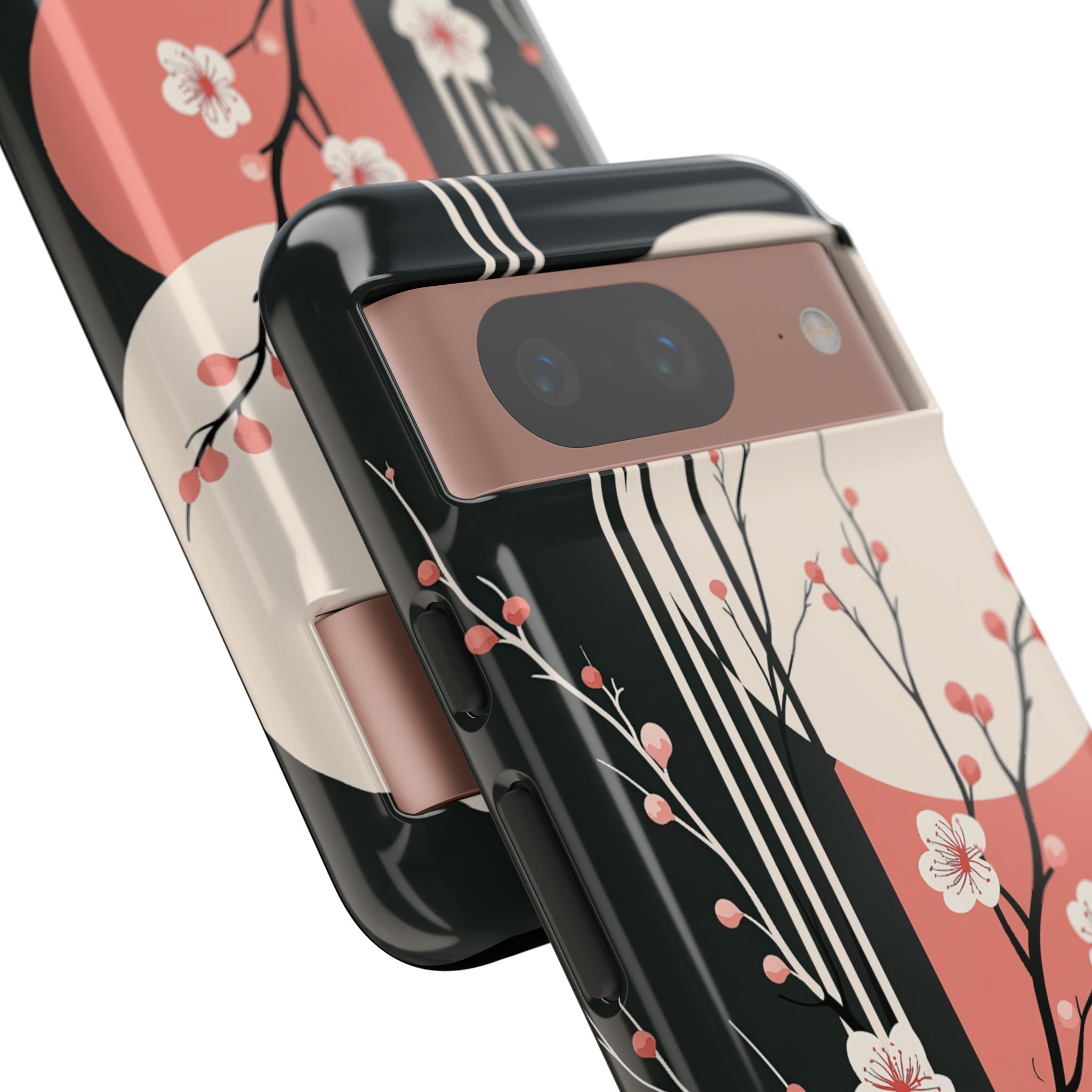Black Tough Phone Case for Google Pixel - Kyoto Midnight Blossom