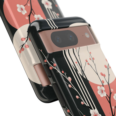 Black Tough Phone Case for Google Pixel - Kyoto Midnight Blossom