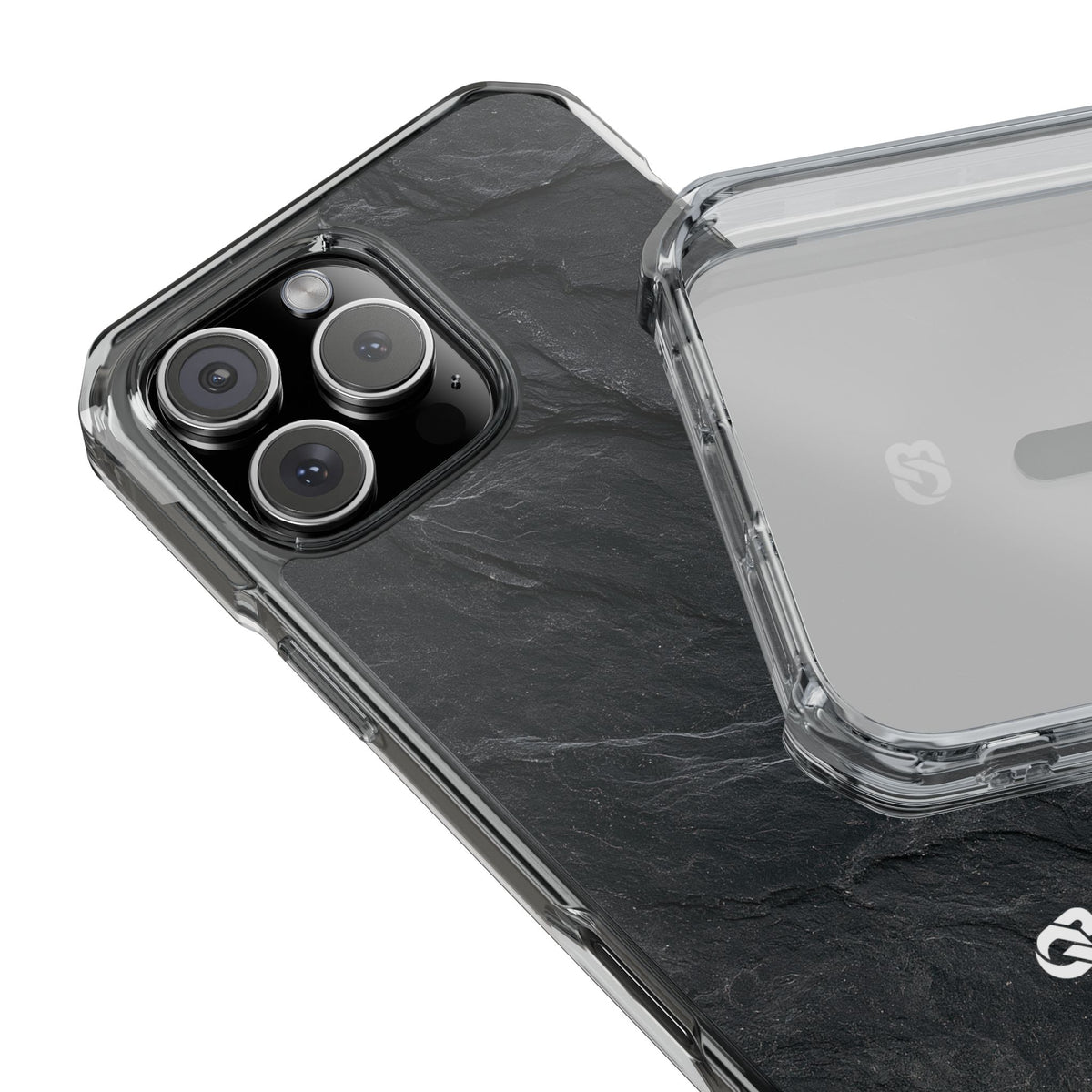 Dark Slate Strata · Clear Impact Magnetic Phone Case for iPhone ·  Black