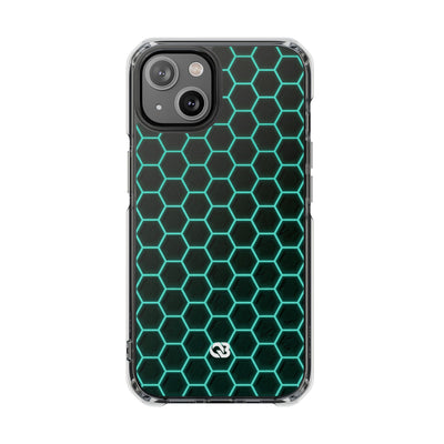 Neon Hex Spectrum · Clear Impact Magnetic Phone Case for iPhone · Teal