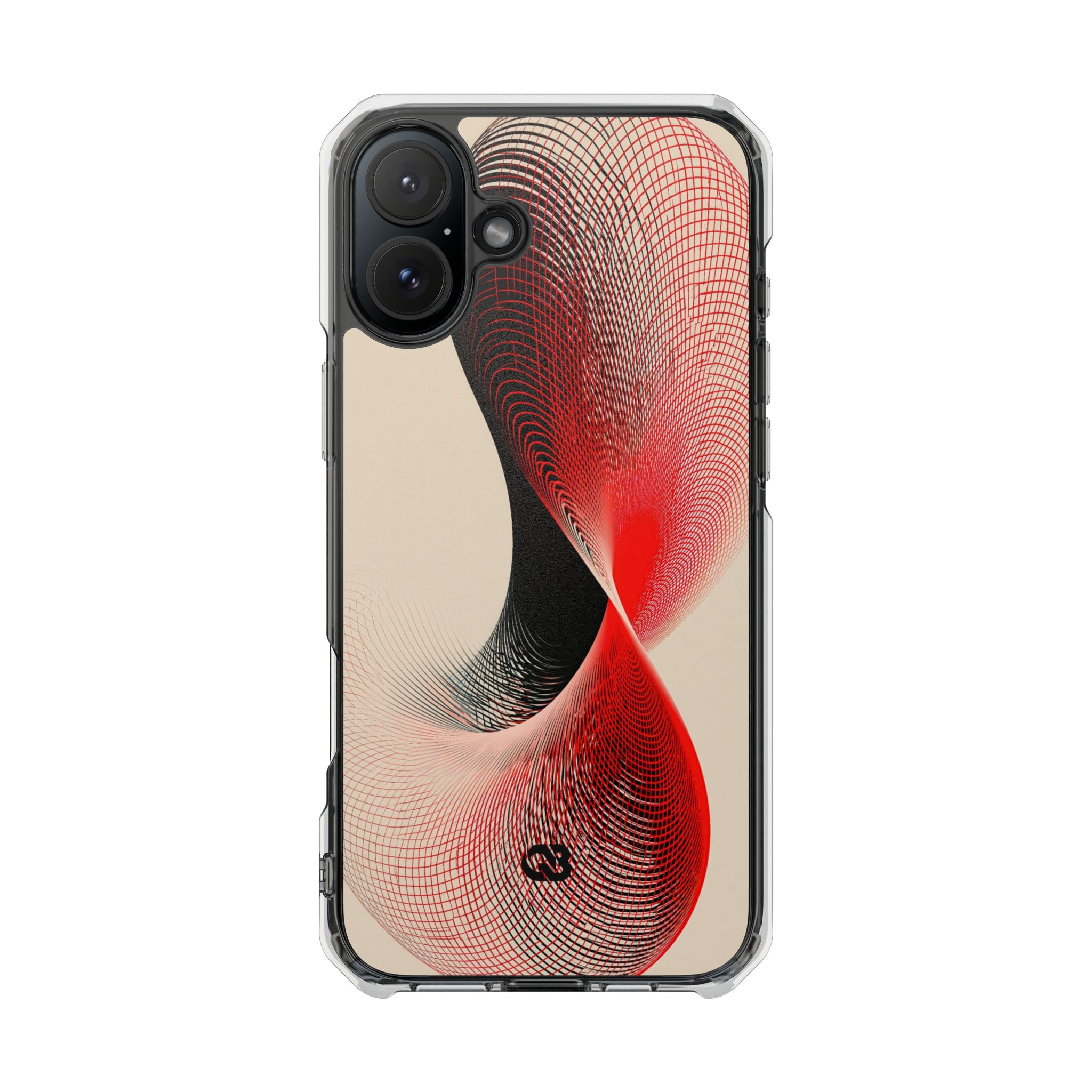 Red Impact MagSafe Phone Case for iPhone - Crimson Grid Vortex