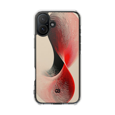 Red Impact MagSafe Phone Case for iPhone - Crimson Grid Vortex
