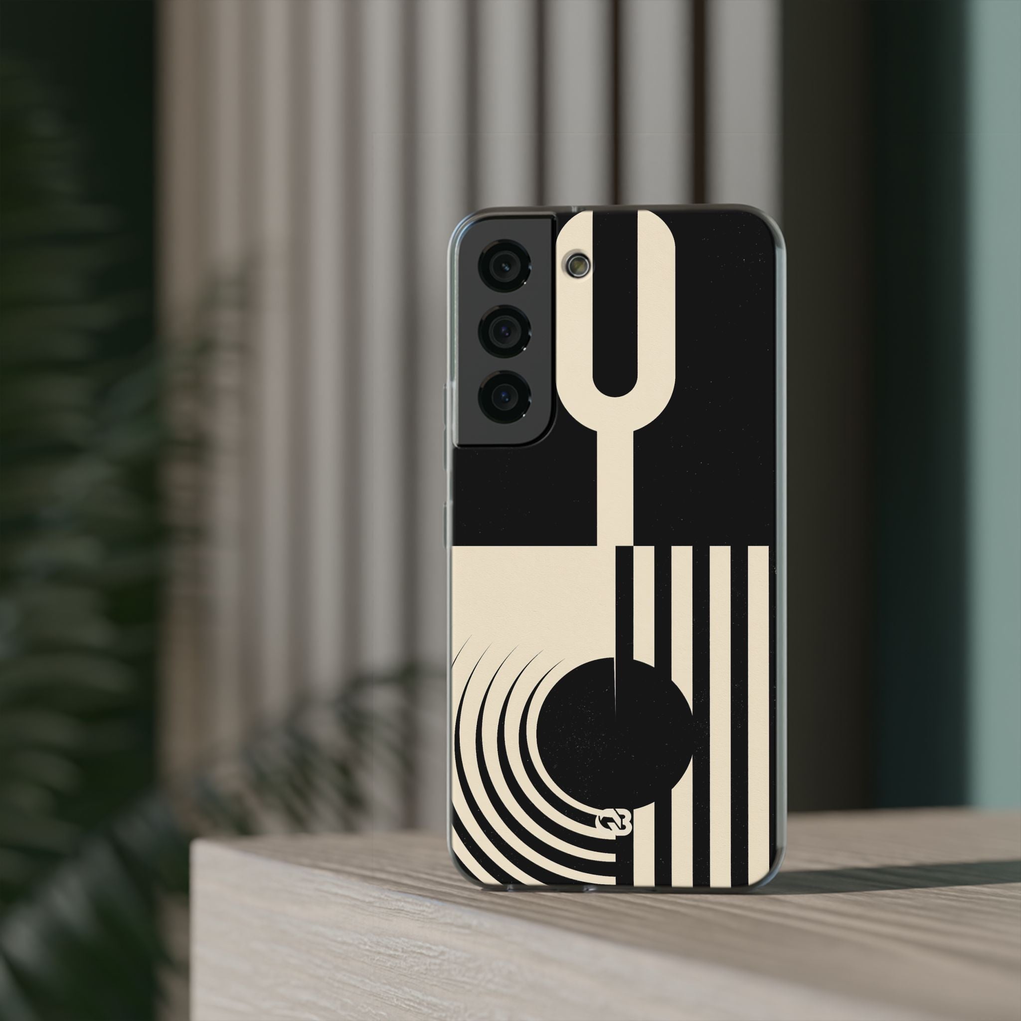Black Lite Phone Case for Samsung - Ivory Signal Grid