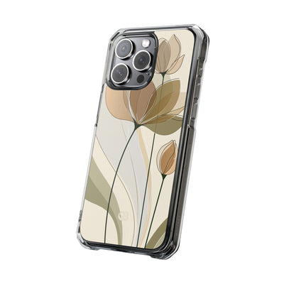 Beige Impact MagSafe Phone Case for iPhone - Muted Ochre Petals