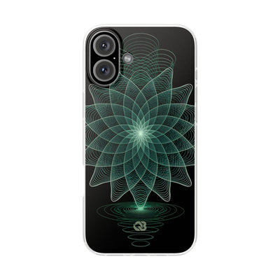 Green Lite Phone Case for iPhone - Cyan Signal Bloom