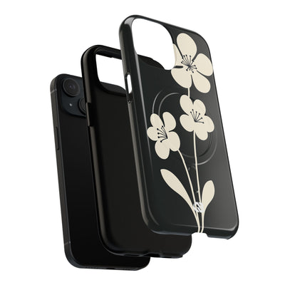 Black Tough 2.0 Magsafe Phone Case for iPhone - Obsidian Cream Bloom