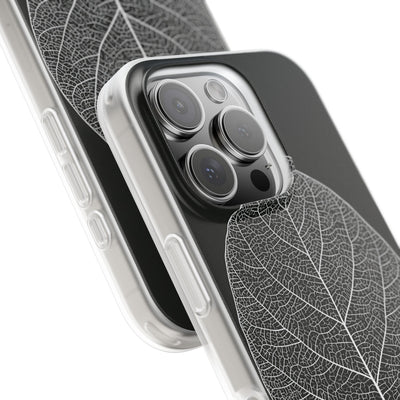 Black Lite Phone Case for iPhone - Bleached Leaf Lattice