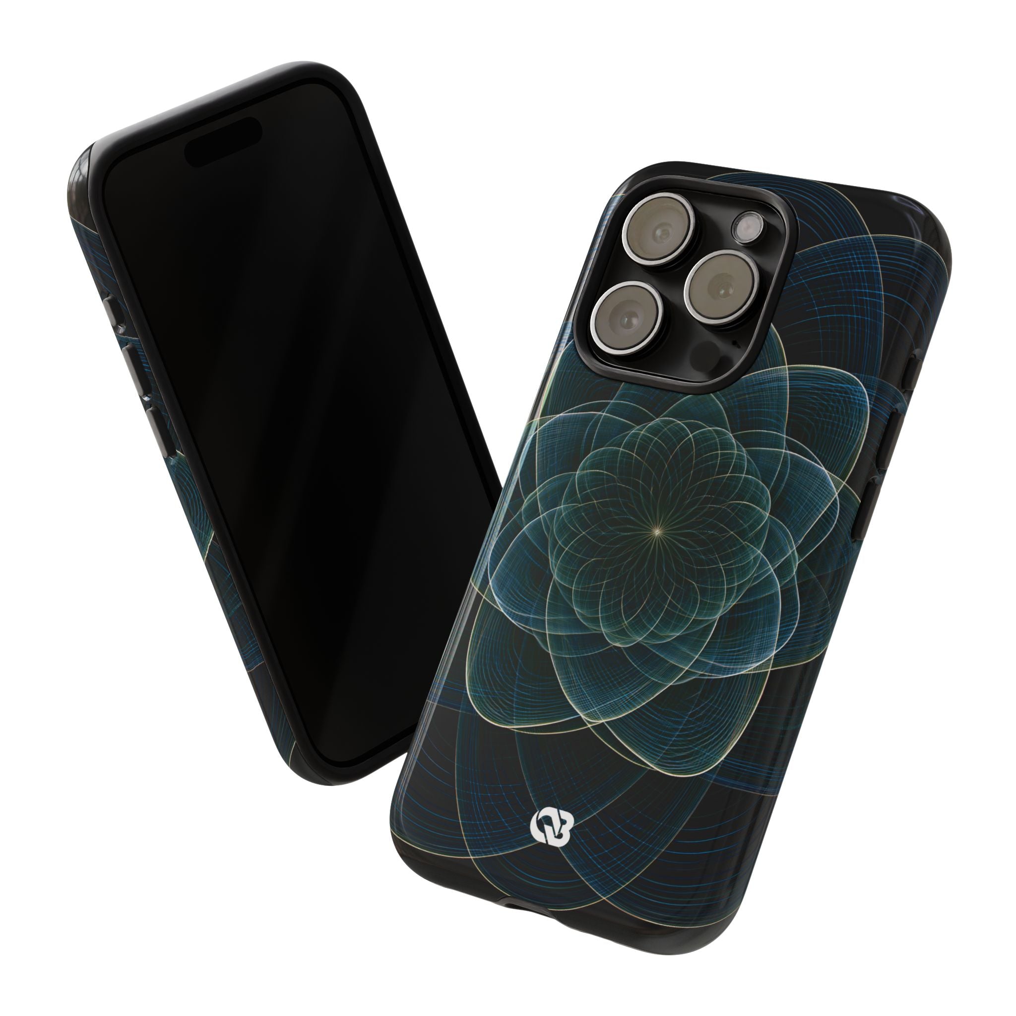 Blue Tough Phone Case for iPhone - Celestial Wireframe Bloom