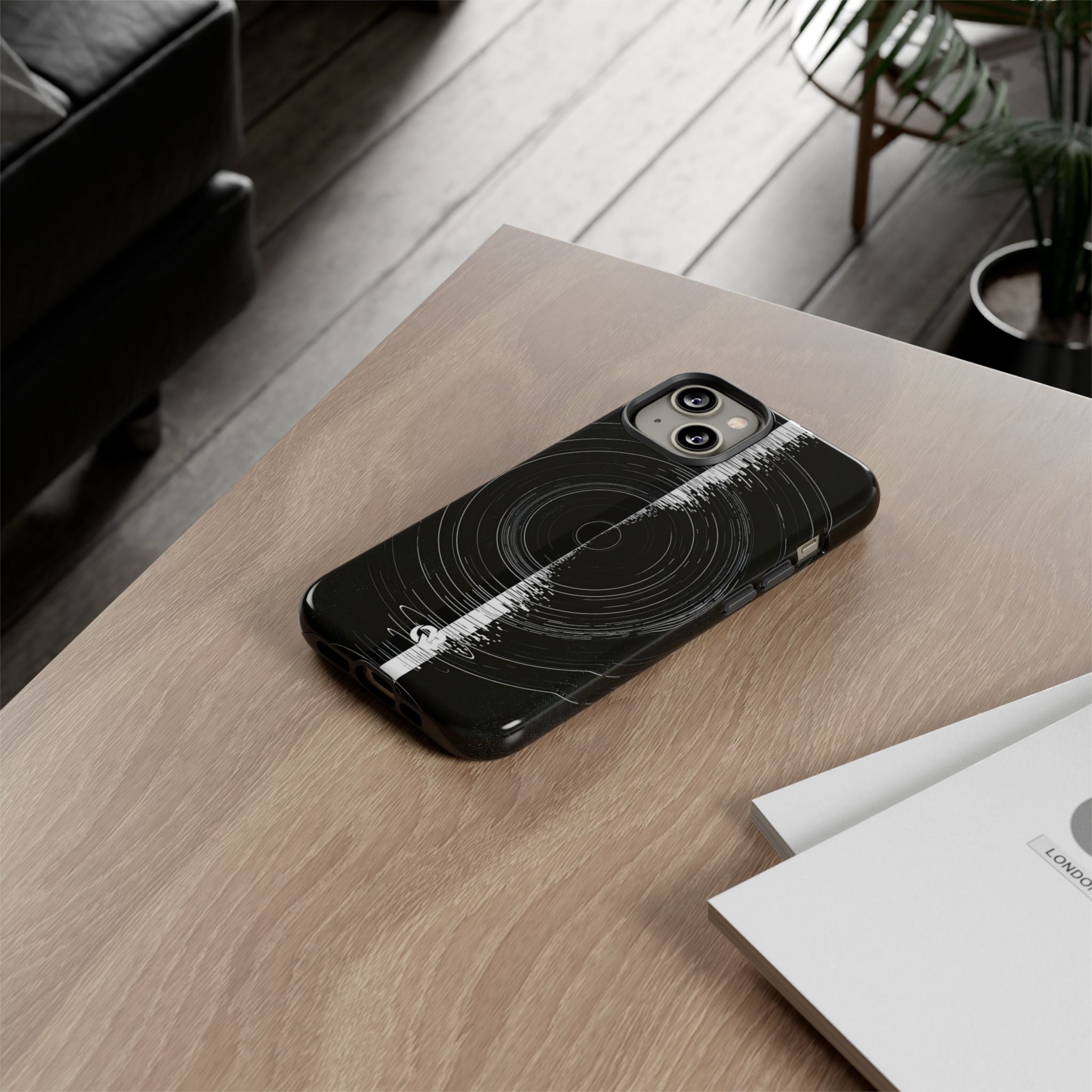 Black Tough Phone Case for iPhone - Obsidian Orbital Signal