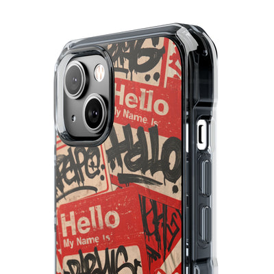 Slap Tag Collage · Clear Impact Magnetic Phone Case for iPhone · Red