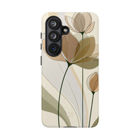 Beige Tough Phone Case for Samsung - Muted Ochre Petals