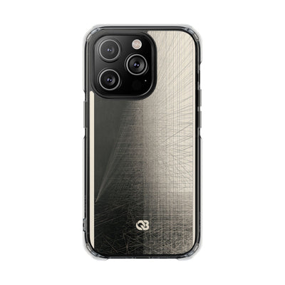 Beige Impact MagSafe Phone Case for iPhone - Brutalist Graphite Grid