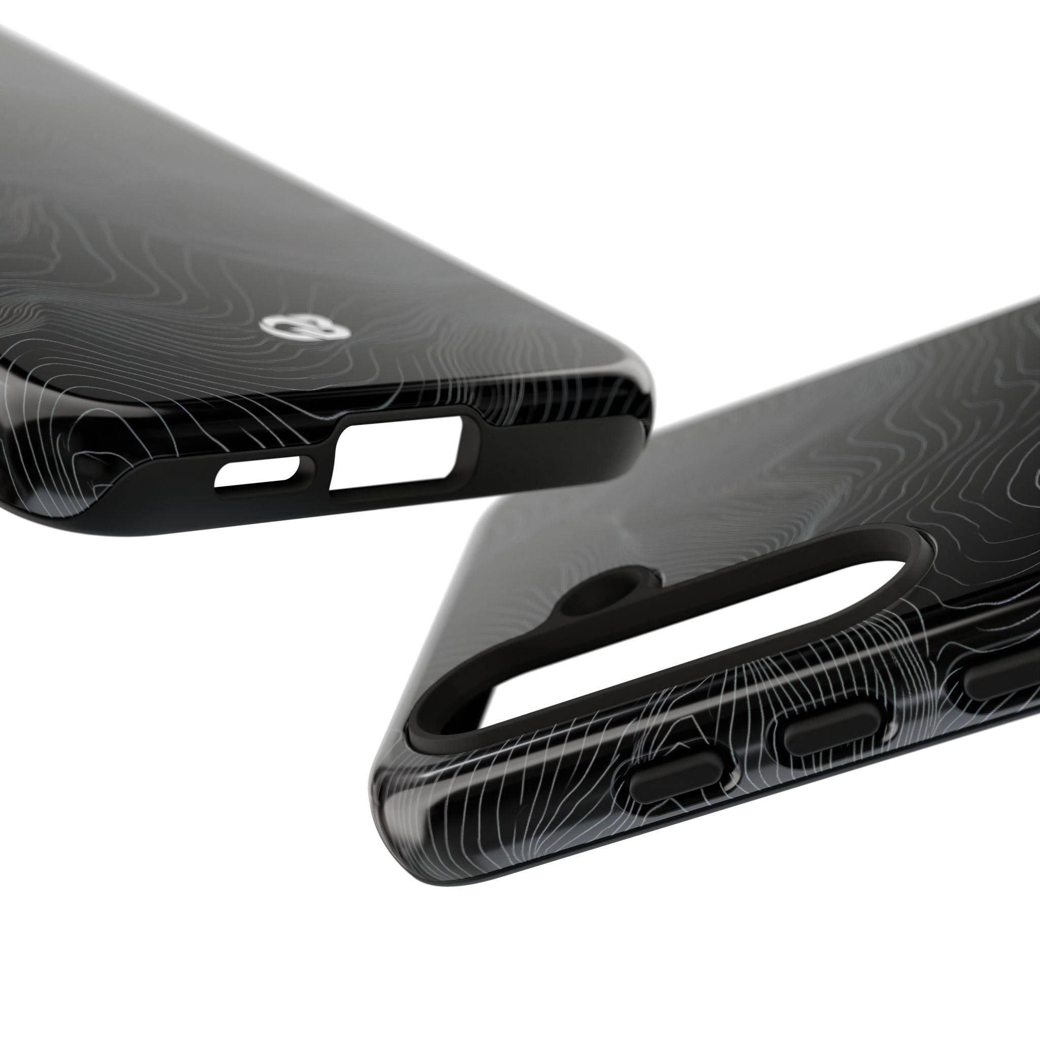 Black Tough Phone Case for Samsung - Obsidian Topo Wireframe