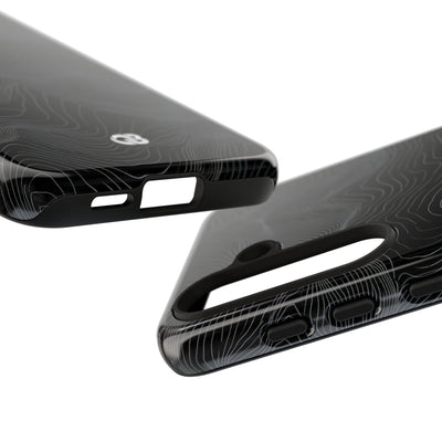 Black Tough Phone Case for Samsung - Obsidian Topo Wireframe