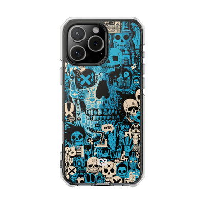 Electric Skull Graffiti · Clear Impact Magnetic Phone Case for iPhone · Blue