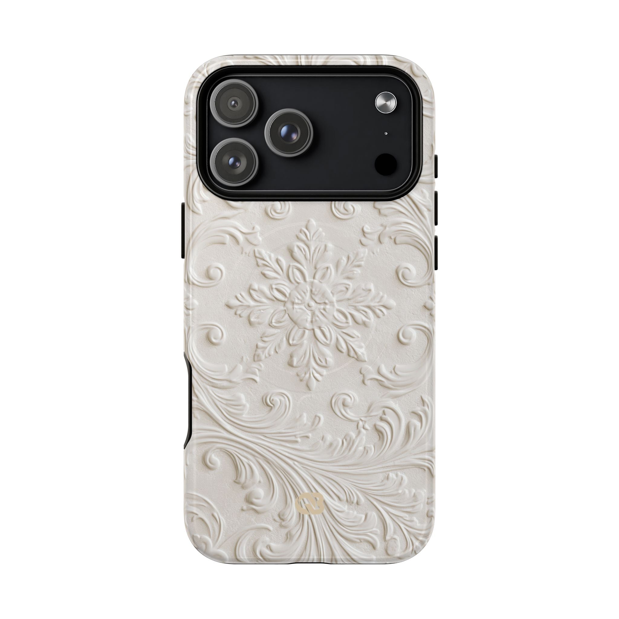 White Tough 2.0 Magsafe Phone Case for iPhone - Alabaster Floral Relief