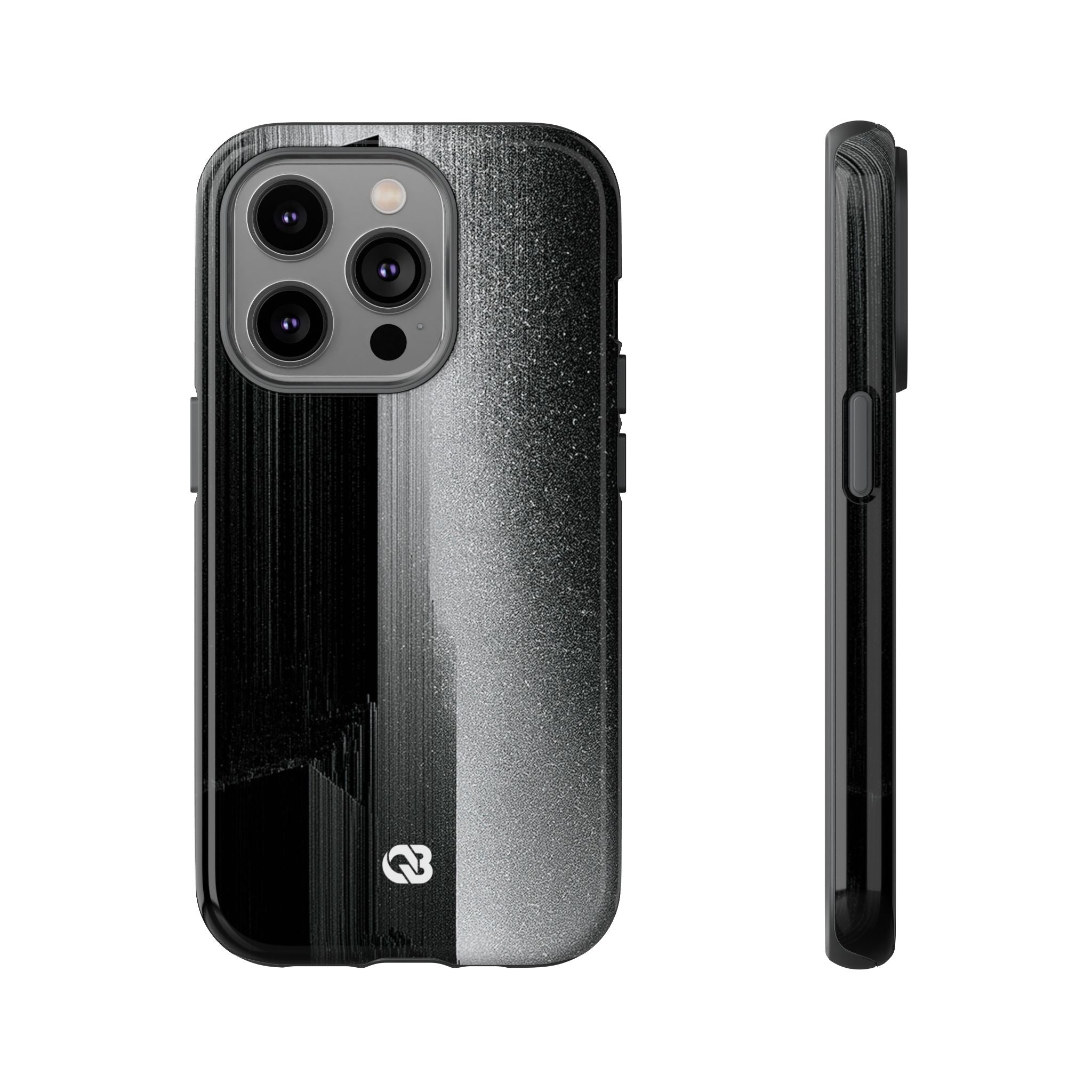 Black Tough Phone Case for iPhone - Brutalist Pixel Monolith