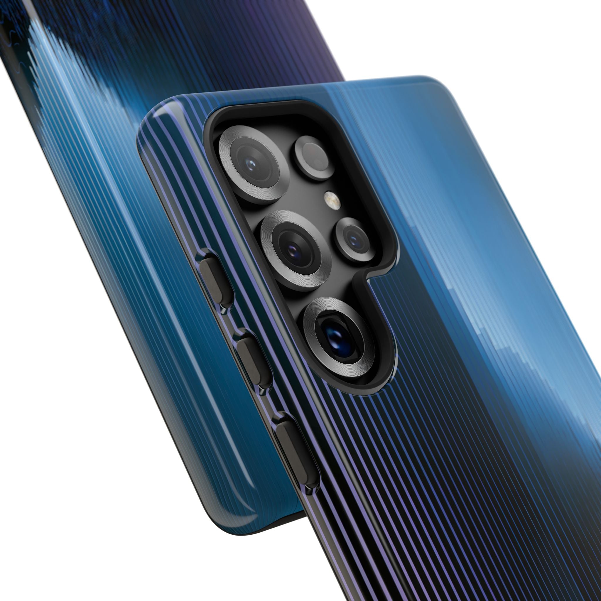 Blue Tough Phone Case for Samsung - Indigo Distortion Wave