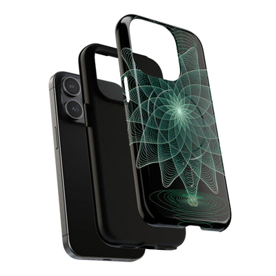 Green Tough 2.0 Magsafe Phone Case for iPhone - Cyan Signal Bloom