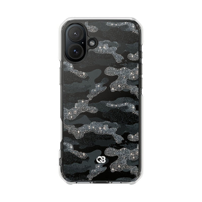 Glitter Shadow Camo · Clear Impact Magnetic Phone Case for iPhone · Black