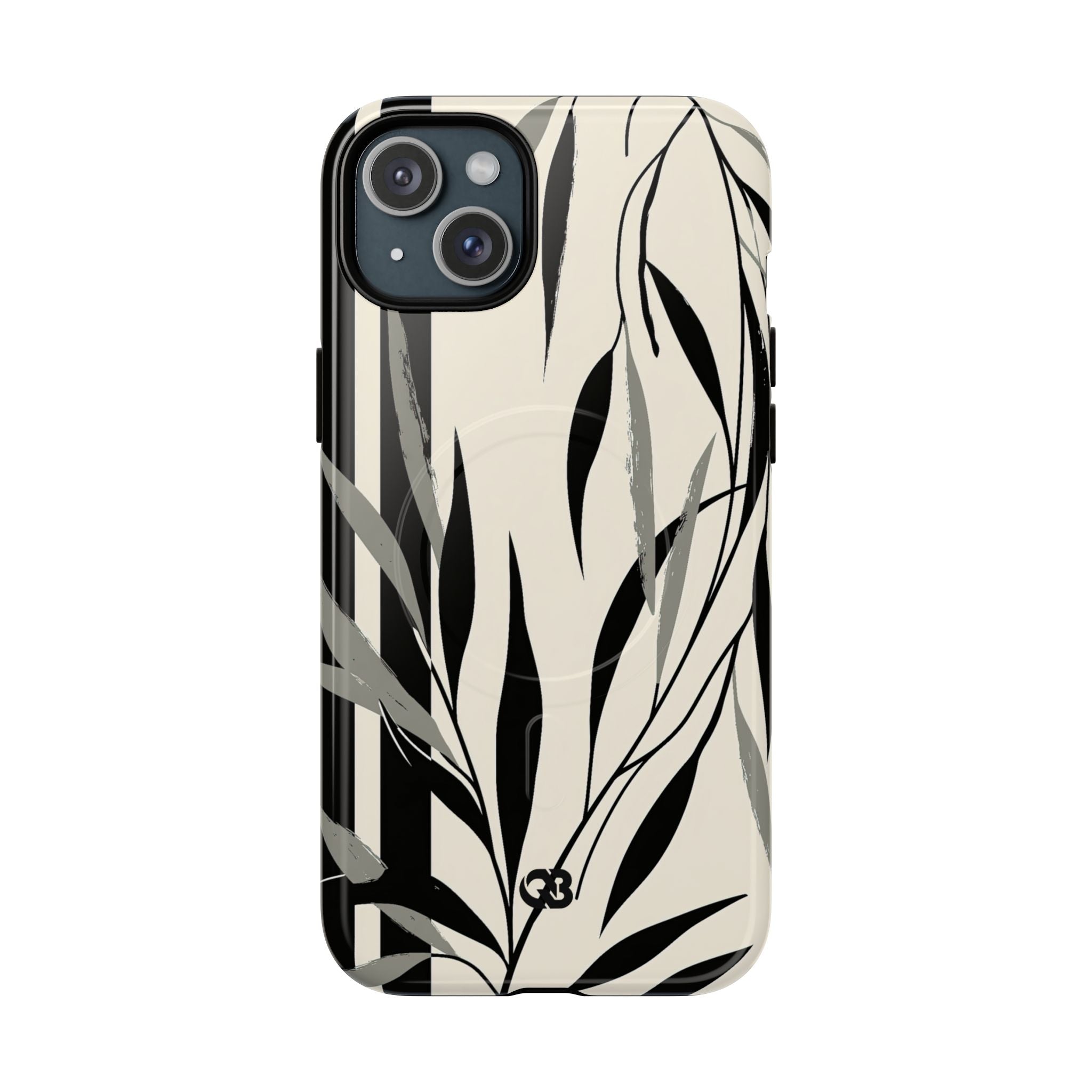 Beige Tough 2.0 Magsafe Phone Case for iPhone - Soot Leaf Sketch