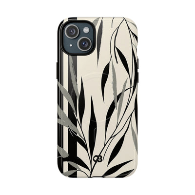 Beige Tough 2.0 Magsafe Phone Case for iPhone - Soot Leaf Sketch