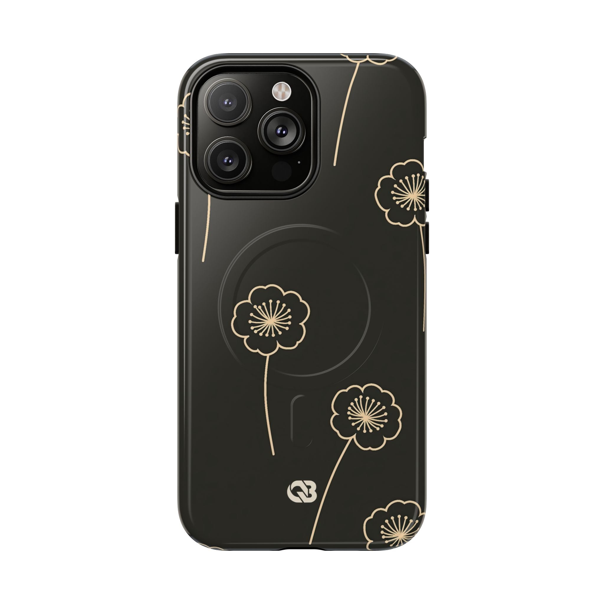 Black Tough 2.0 Magsafe Phone Case for iPhone - Obsidian Sand Petals